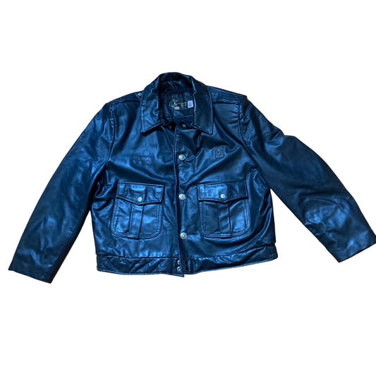 Vintage Nate's Leather Patrol Jacket Size 48 Chicago Motorcycle Black