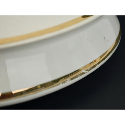 Homer Laughlin Empress Oval Gold Trim White Cream Lidded Serving Dish