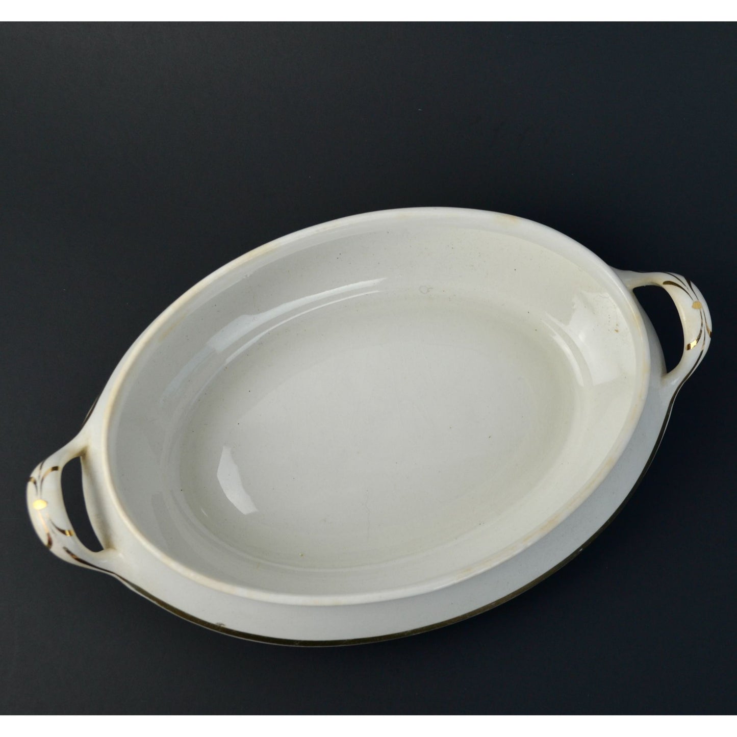 Homer Laughlin Empress Oval Gold Trim White Cream Lidded Serving Dish