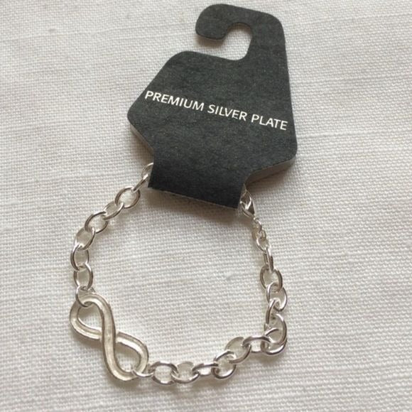 Premium Silver Plate White Infinity Chain Link Bracelet New