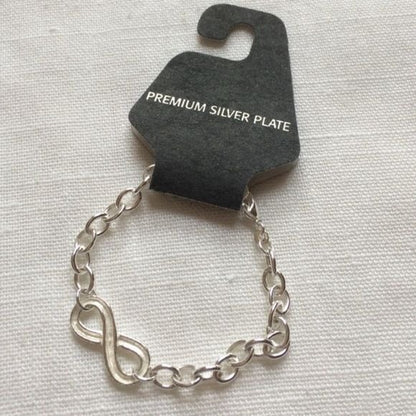 Premium Silver Plate White Infinity Chain Link Bracelet New