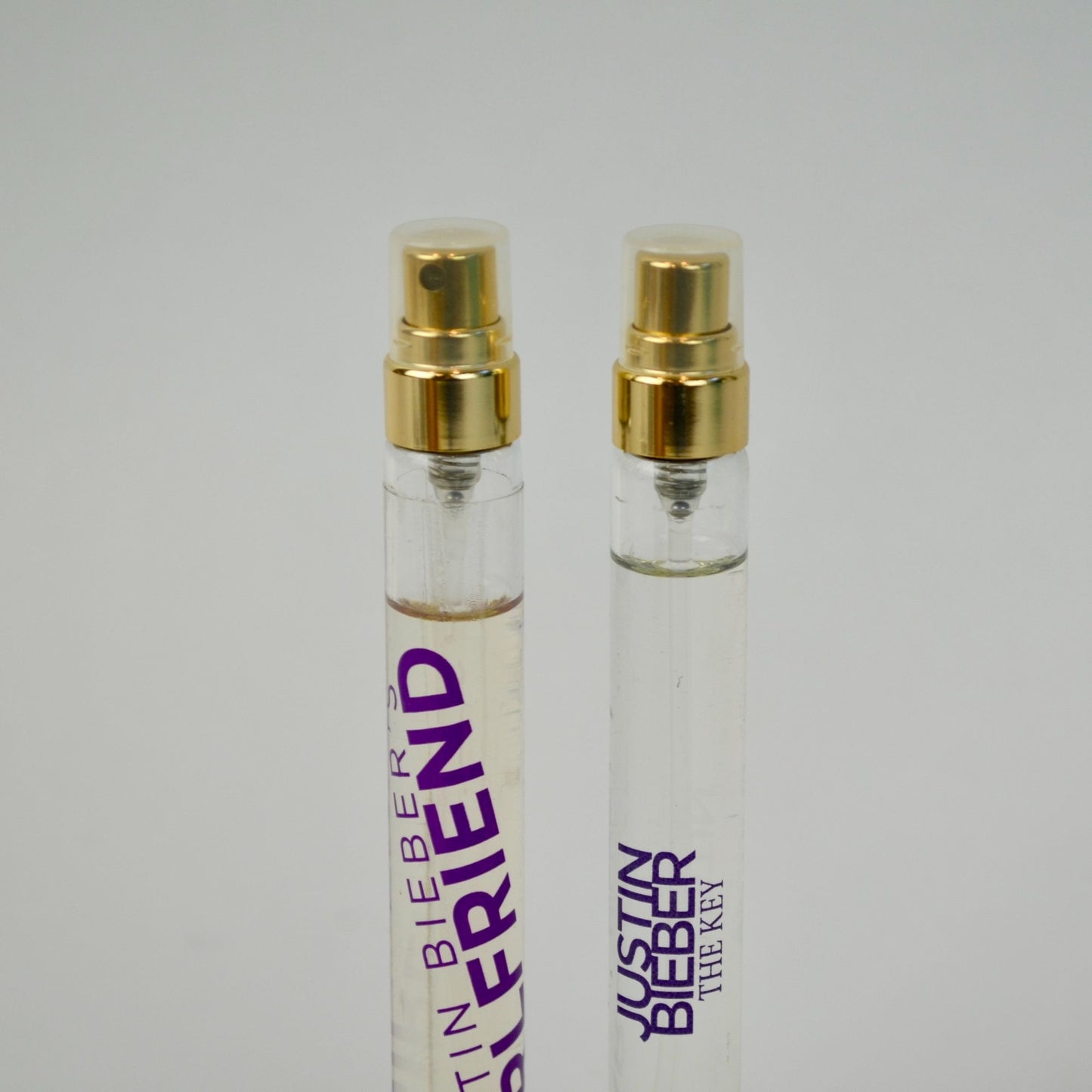 Justin Bieber Perfume Sprays Lot of 2 The Key Girlfriend 10 ml EDP .34 oz.