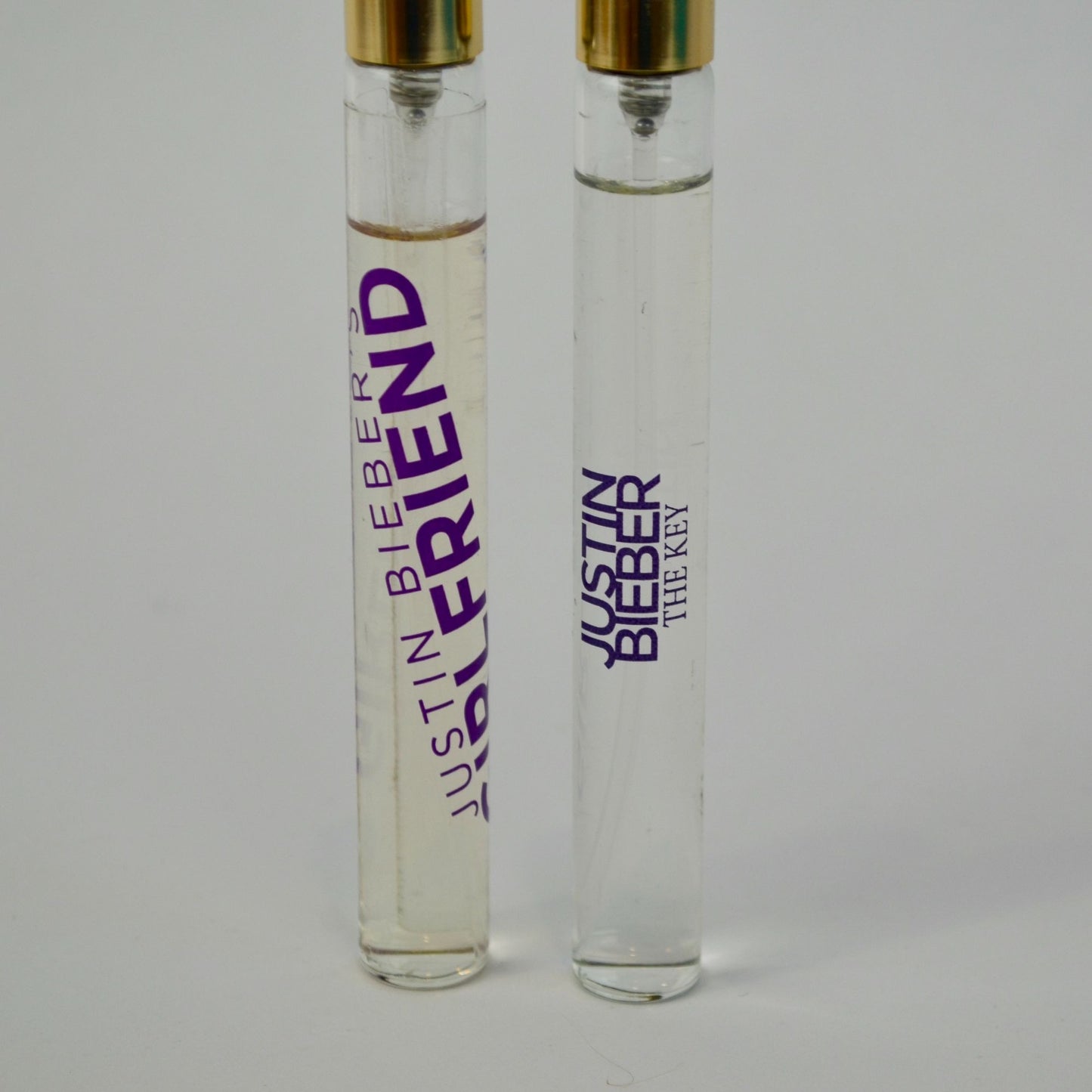 Justin Bieber Perfume Sprays Lot of 2 The Key Girlfriend 10 ml EDP .34 oz.