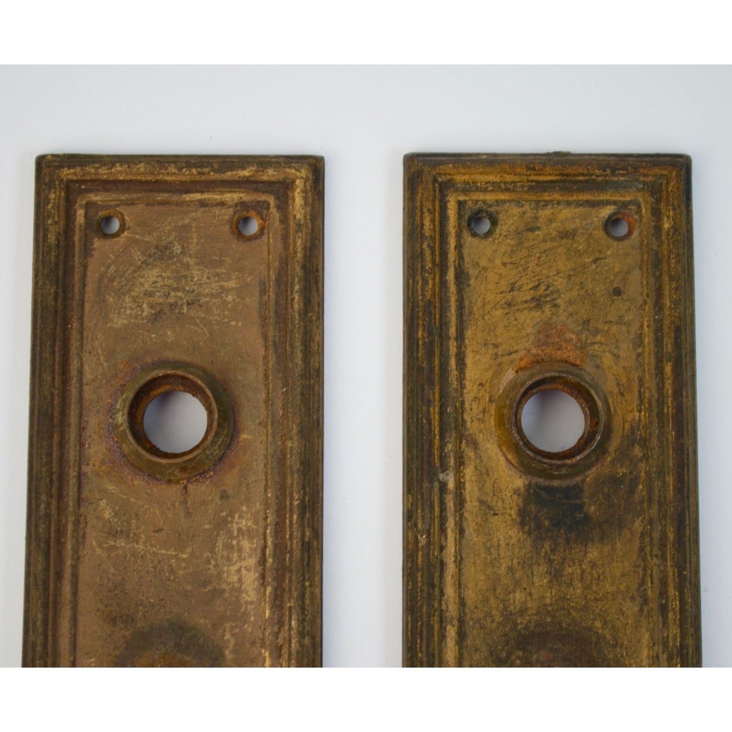 Lot 2 Antique Door Knob Plates 2.5 x 7" Vintage Door Hardware