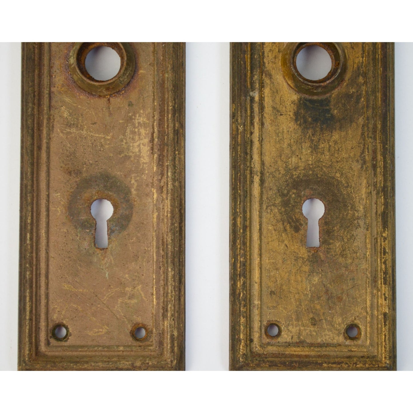 Lot 2 Antique Door Knob Plates 2.5 x 7" Vintage Door Hardware