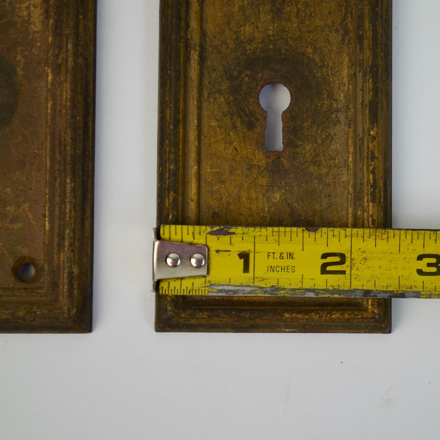 Lot 2 Antique Door Knob Plates 2.5 x 7" Vintage Door Hardware