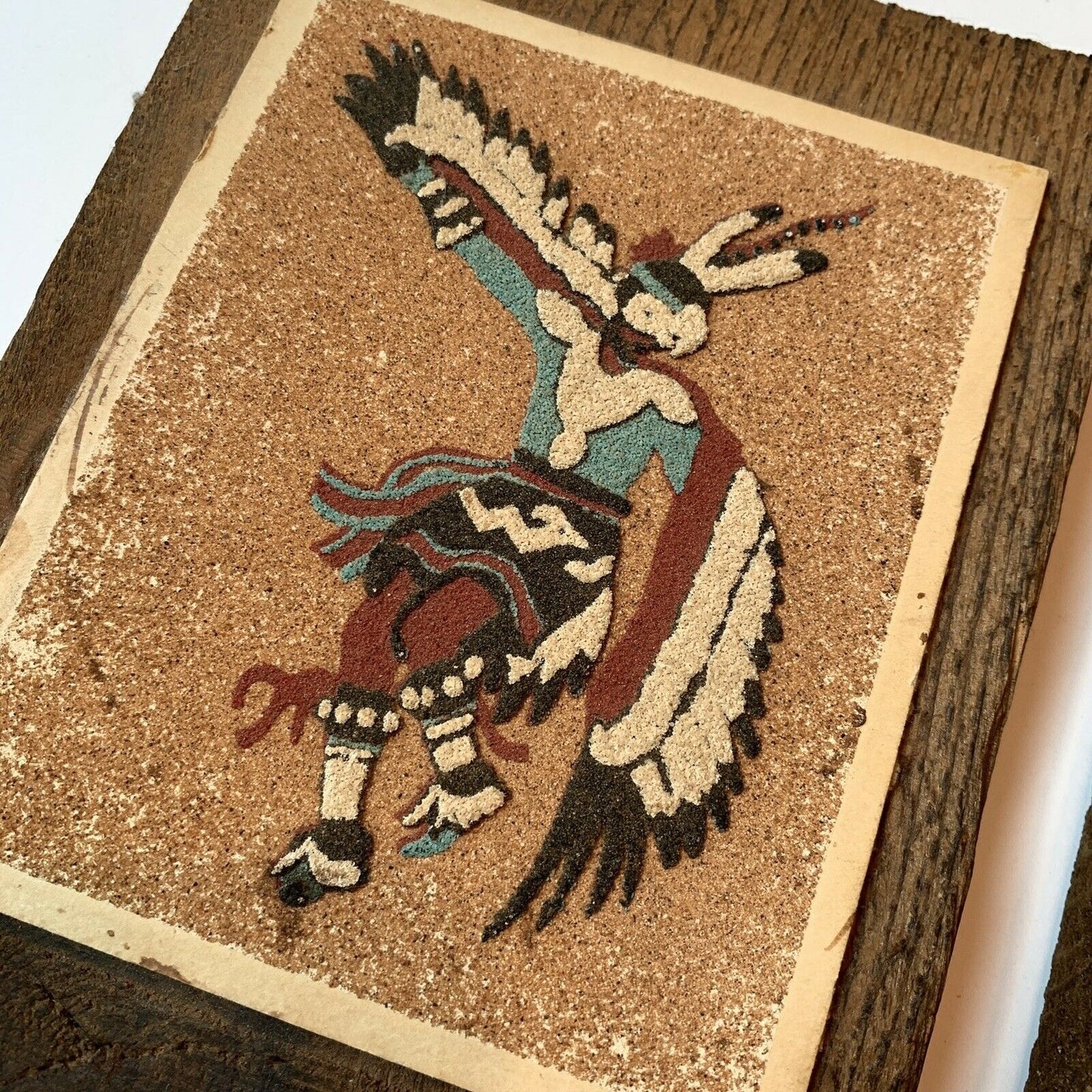 The Eagle Dance Ceremony Sand Art on Wood Pictures Pair