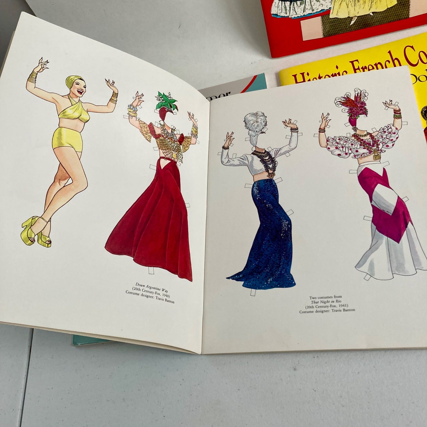 Lot 4 Paper Doll Books ALL UNCUT Carmen Miranda Knights in Armor French Costumes