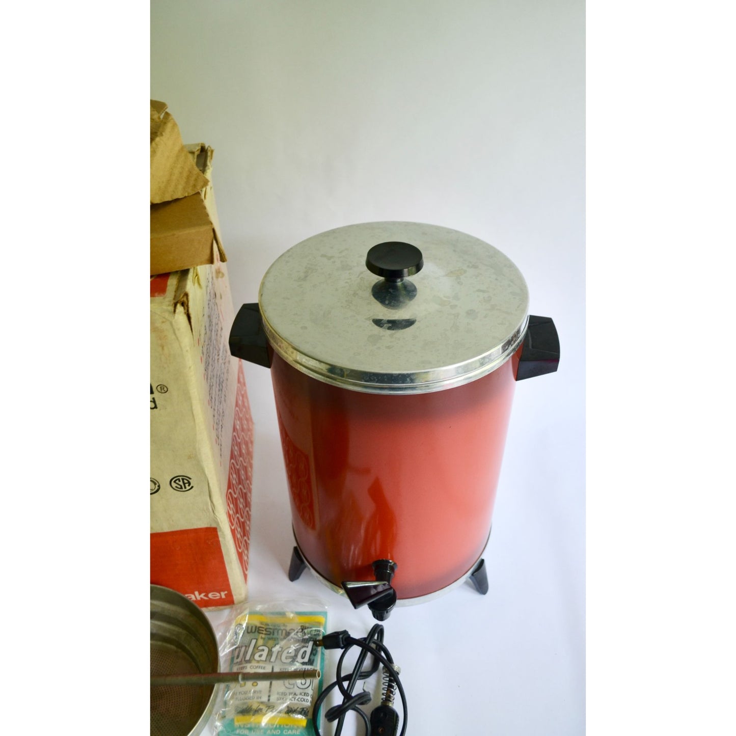Vintage Westmark West Bend Coffee Percolator Poppy Red 11835 TESTED & WORKS!