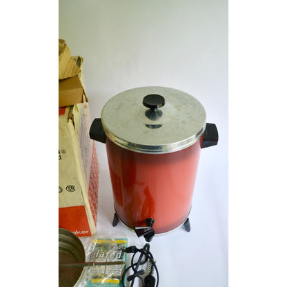 Vintage Westmark West Bend Coffee Percolator Poppy Red 11835 TESTED & WORKS!