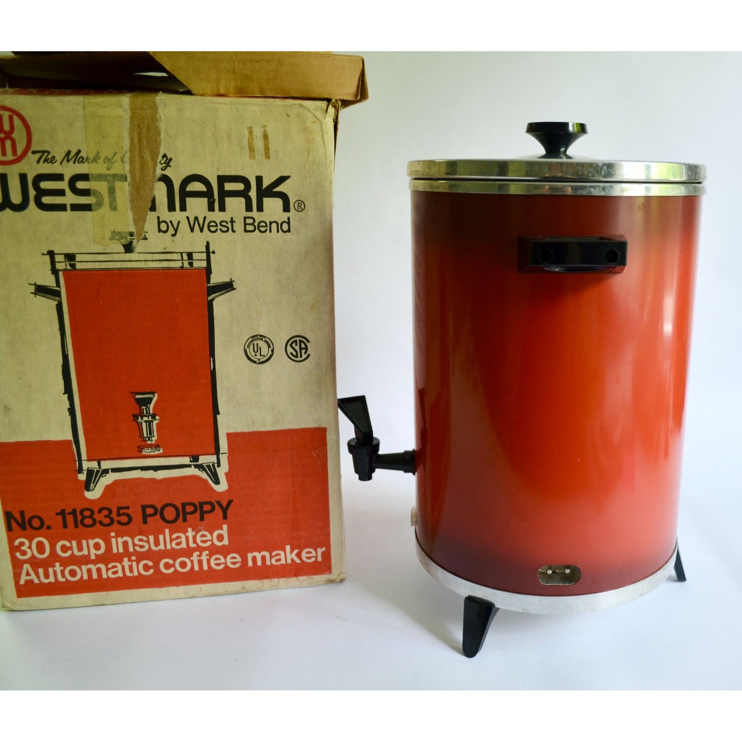 Vintage Westmark West Bend Coffee Percolator Poppy Red 11835 TESTED & WORKS!