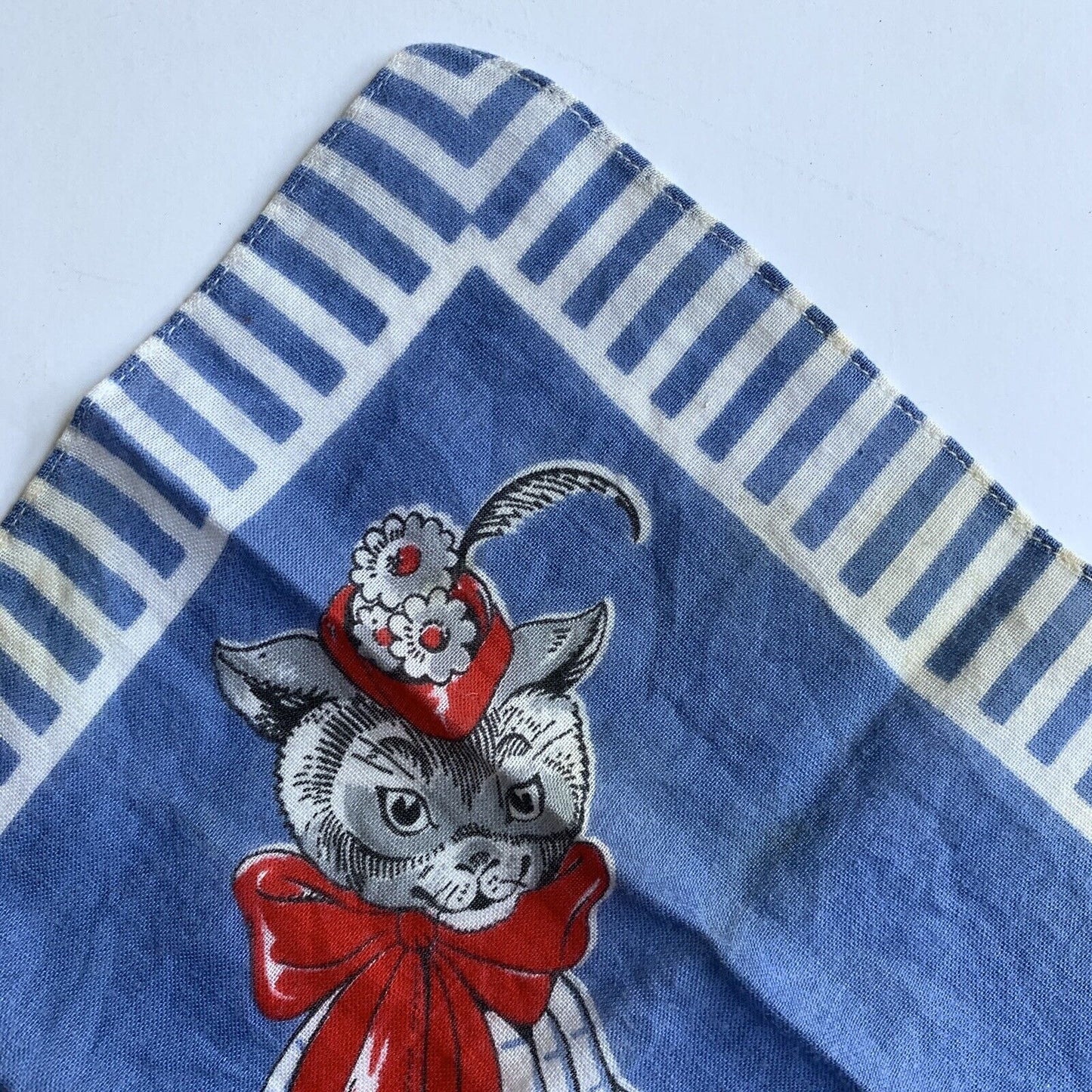 VINTAGE Child’s Handkerchief Hanky Cat Mouse Baby Buggy