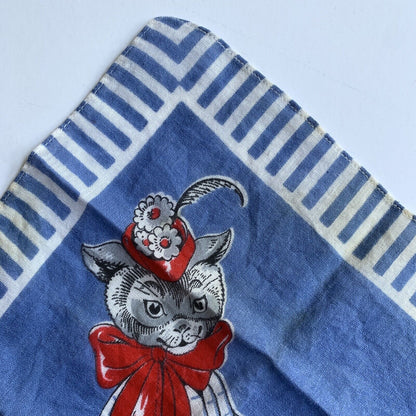 VINTAGE Child’s Handkerchief Hanky Cat Mouse Baby Buggy