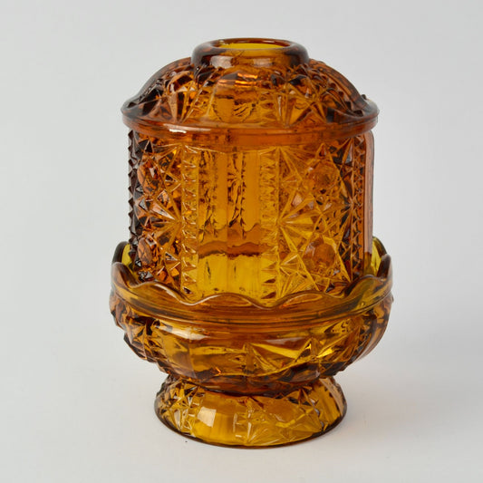 Vintage Fairy Lamp Stars & Bars Amber CRACKED READ