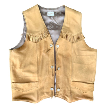 Custom Made by Wild West Clothing Tan Leather Vest Vintage