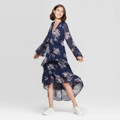 Xhilaration Blue Floral Dress Navy Small New Xhilaration Blue Floral Dress Navy Small New