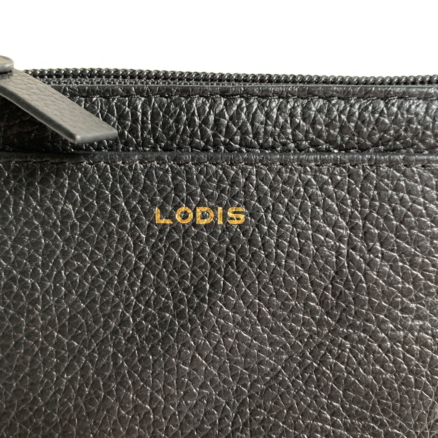 Lodis Black Pebbled Leather Coin Cash Card Wallet Small