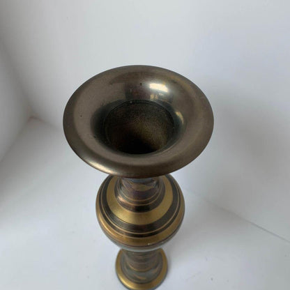 Vintage Etched Brass Tall Vase