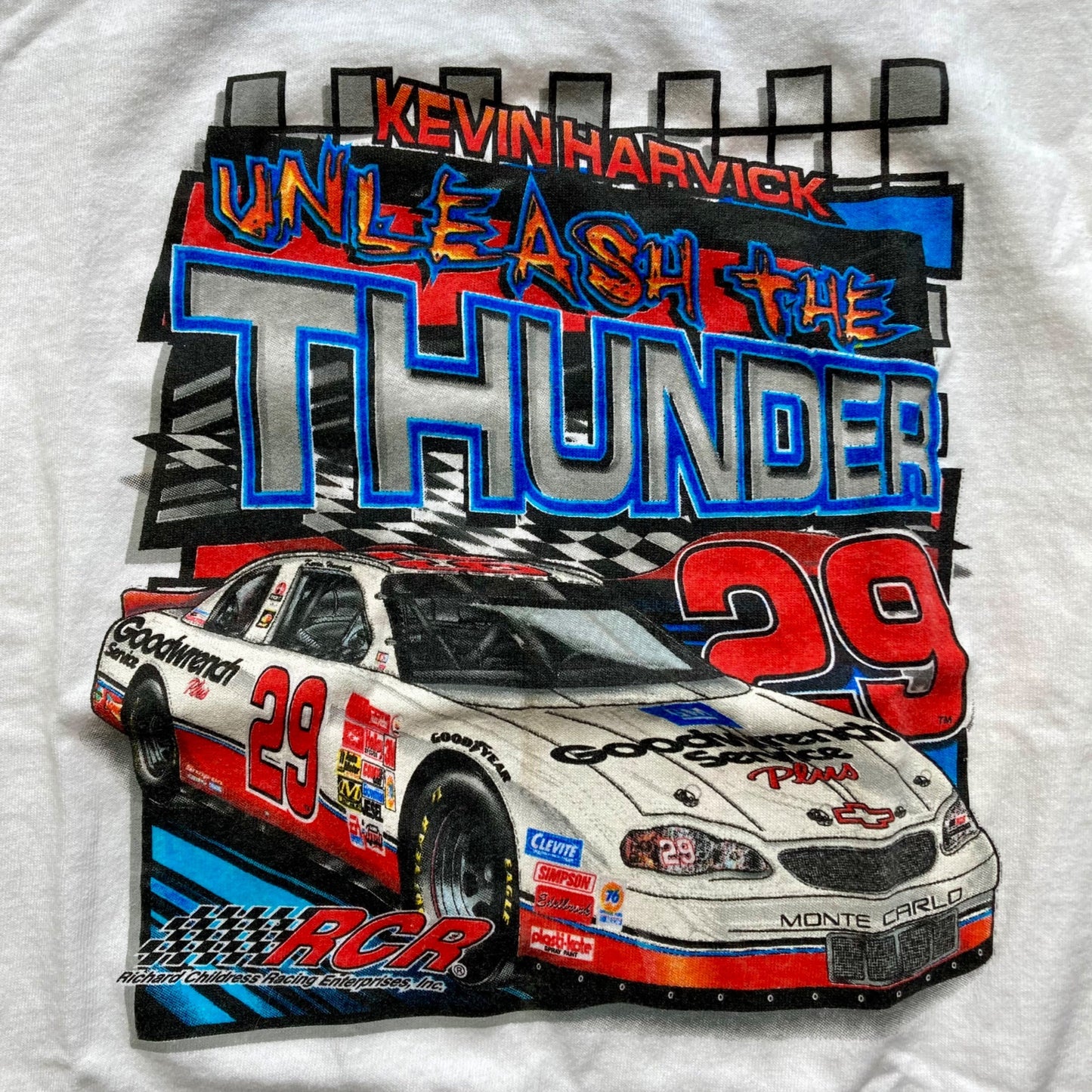 Vintage NASCAR Kevin Harvick #29 Unleash the Thunder T-Shirt Youth Size S 6-8