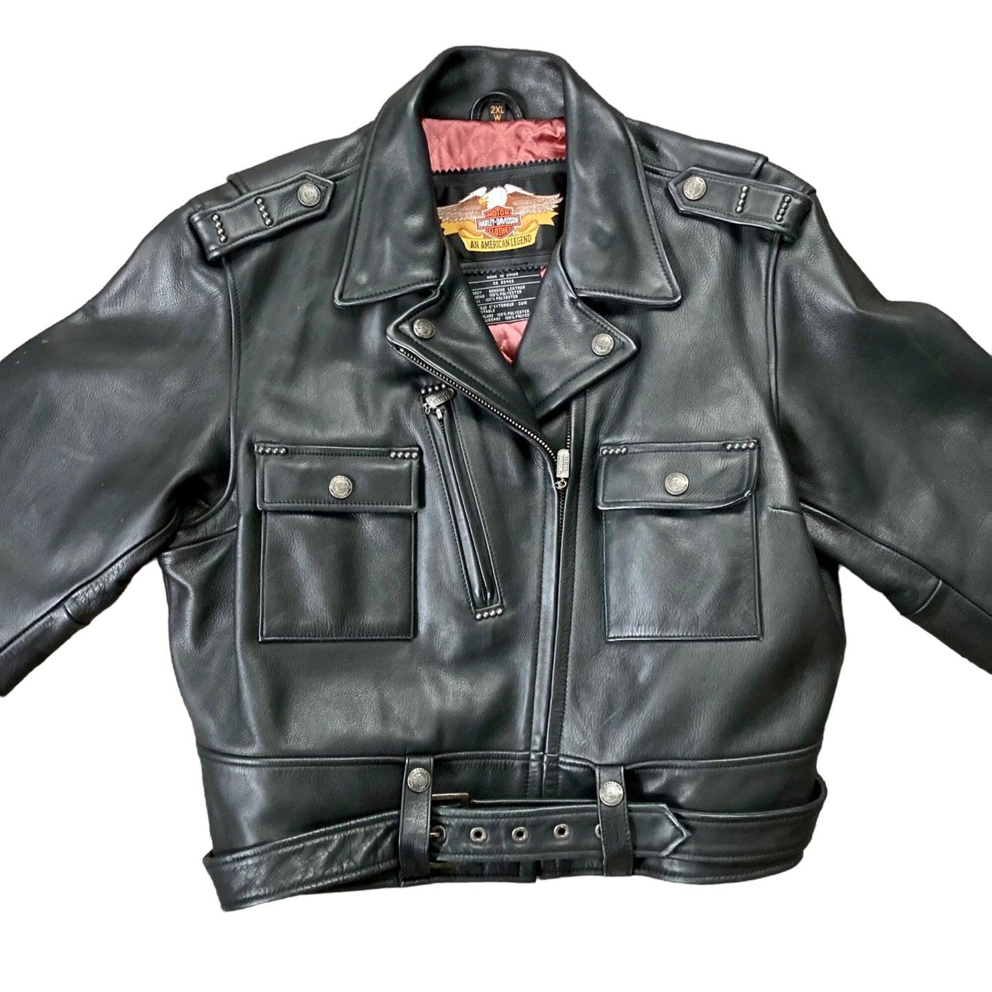 Harley Davidson Women's Leather Motorcycle Jacket Size 2XL Black CA-03402 NICE!