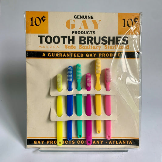 Genuine Gay Products Tooth Brushes Store Display Set of 6 Vintage New