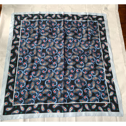 Sarah Coventry Vintage Scarf Paisley Black Blue Red