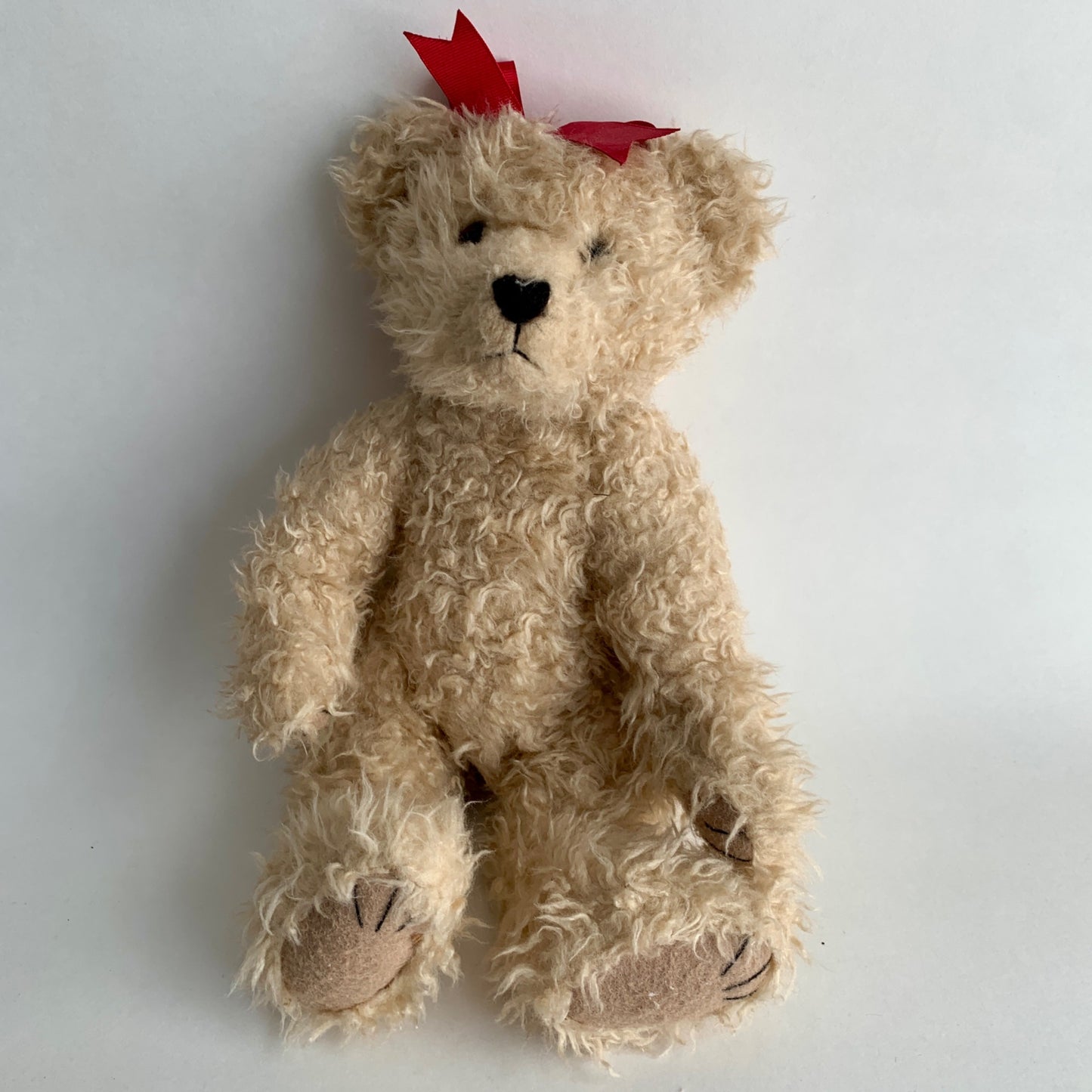 American Girl Teddy Bear with Red Bow 13" Tan