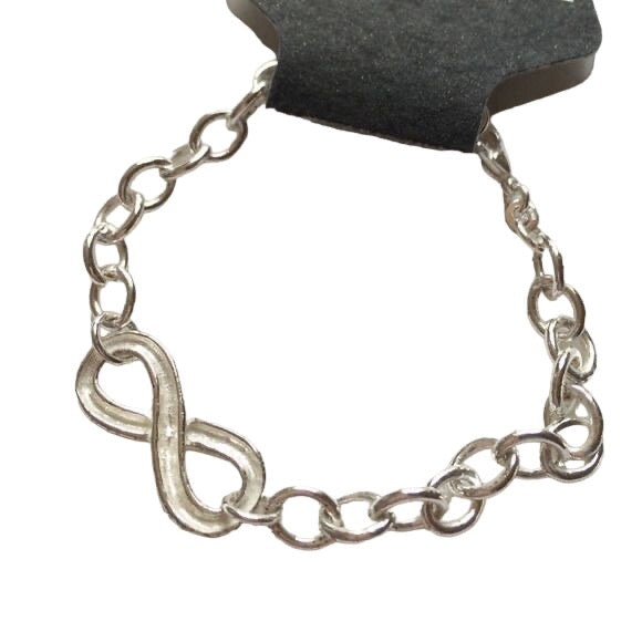 New Silver & White Infinity Chain Link Bracelet