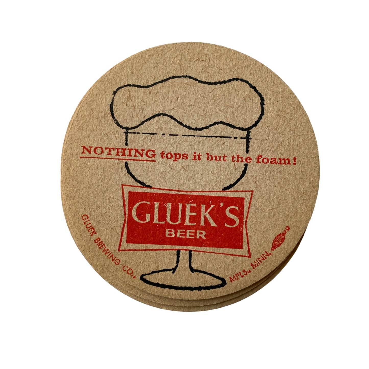 Vintage Gluek's Beer Brown Red Coasters NEW Unused Set of 62