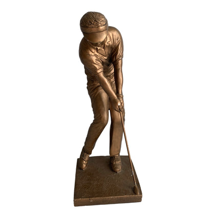 Austin Sculpture Signed Citron Golfer Tee Off 17" Statue