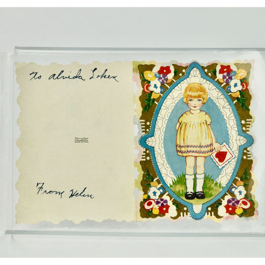 Vintage Valentine's Day Die Cut Card Girl with Heart Whitney Made