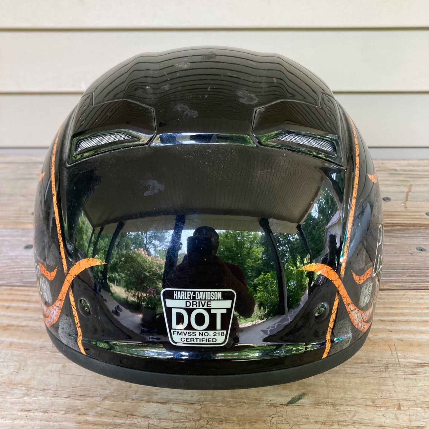 Harley Davidson Half Helmet w/ Retractable Face Shield Visor Tinted Flames M