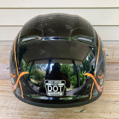 Harley Davidson Half Helmet w/ Retractable Face Shield Visor Tinted Flames M