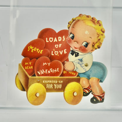 Vintage Valentine's Day Card Loads of Love Mechanical Articulating