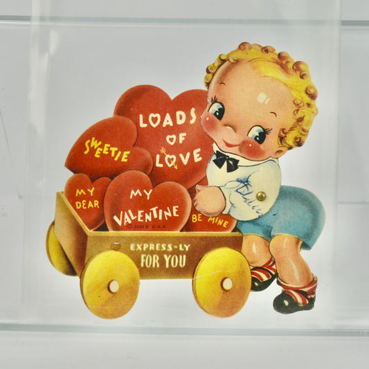 Vintage Valentine's Day Card Loads of Love Mechanical Articulating