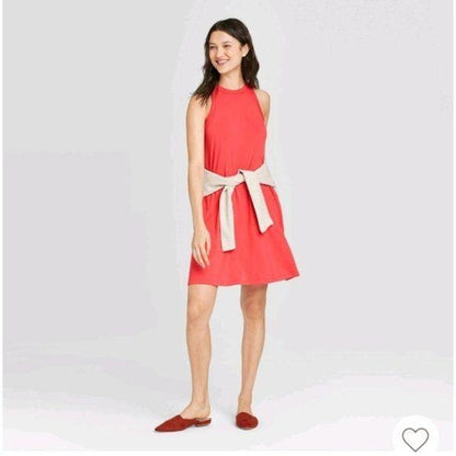 NEW a new day Red Ribbed Tank Dress