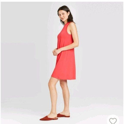 NEW a new day Red Ribbed Tank Dress