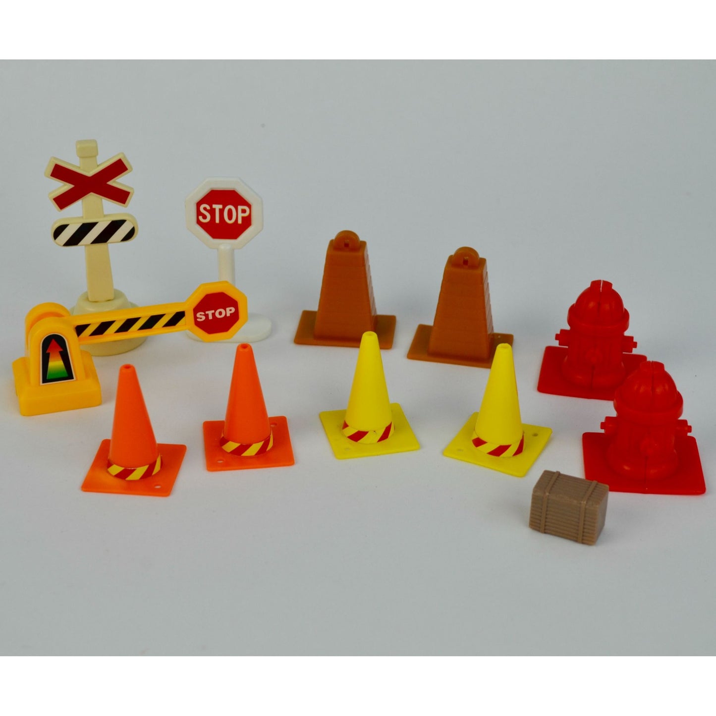 Vintage Construction Plastic Toy Signs Pieces Traffic Accessories Lot