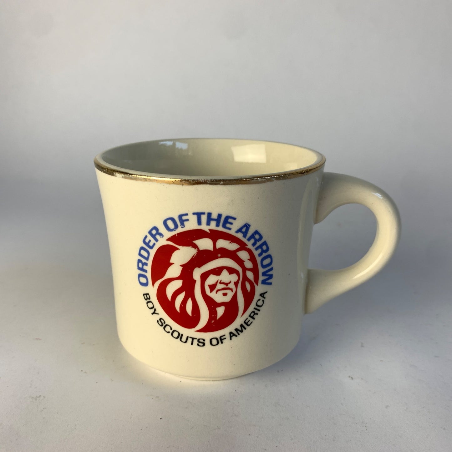 Vintage Boy Scouts of America Order of the Arrow Mug Gold Rim Ceramic