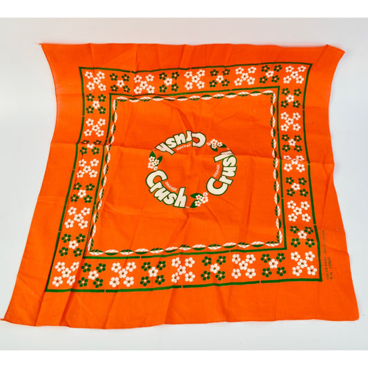 Vintage Orange Crush Bandana Scarf 100% Cotton Floral Pattern Retro Design R.N 13960 Orange & Green