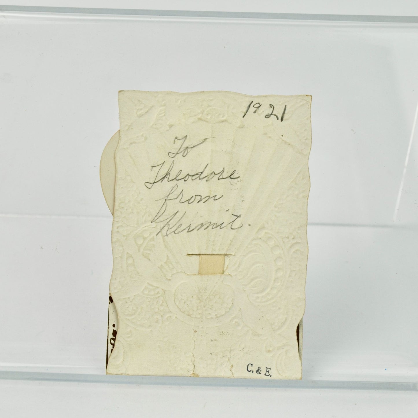 Antique To My Valentine Card Fold Out 1921 Boy with Flowers