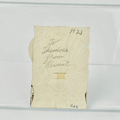 Antique To My Valentine Card Fold Out 1921 Boy with Flowers