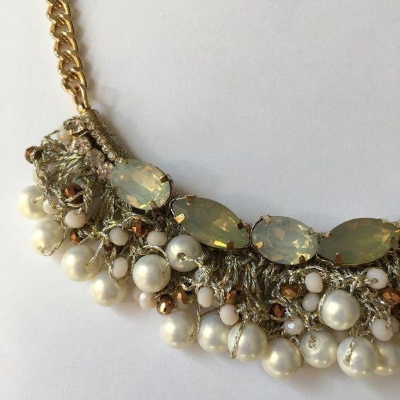 New Coco + Carmen Gold Pearl Statement Necklace