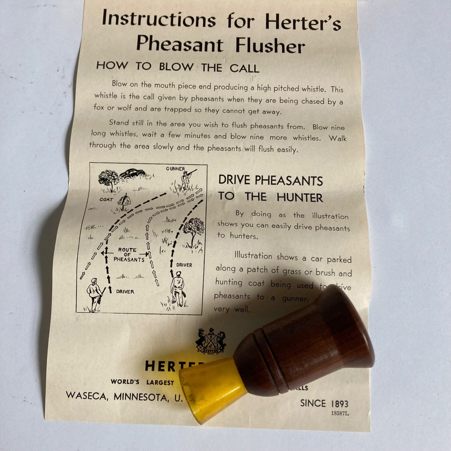 Herter's No. 327 Pheasant Flusher Game Call in Original Box w/ Instructions