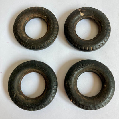 Vintage Set 4 Wyandotte Toys 2.5 Inch Tires Hard Rubber Black