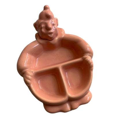 Vintage Hankscraft Pink Clown Child's Hot Water Divided Bowl Dish