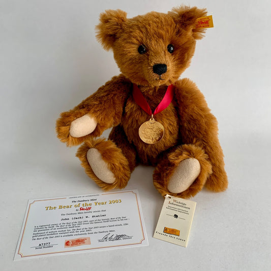 Steiff Bear of the Year 2003 Auburn Mohair Fur 22KT Gold Medallion COA