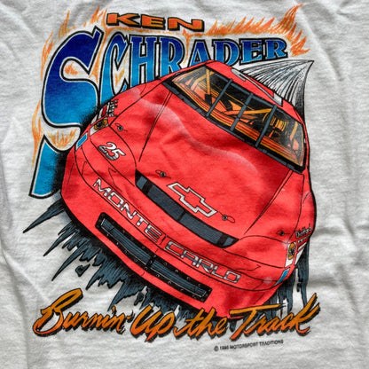 Vintage NASCAR Ken Schrader Burning' Up The Track T-Shirt 1995 Youth M 10-12