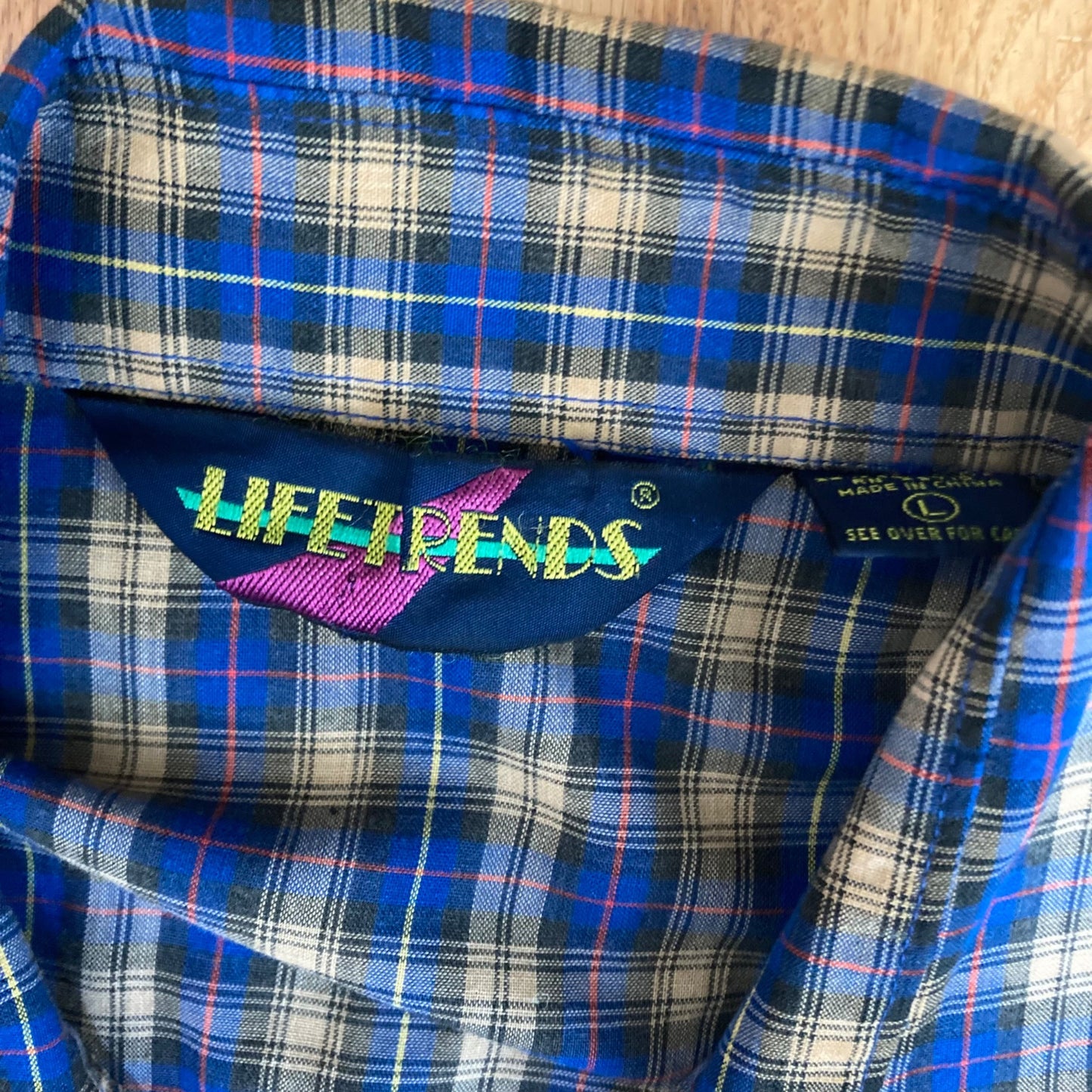 Vintage Lifetrends Long-Sleeve Western Shirt Pearl Snap Plaid Men's Size Large