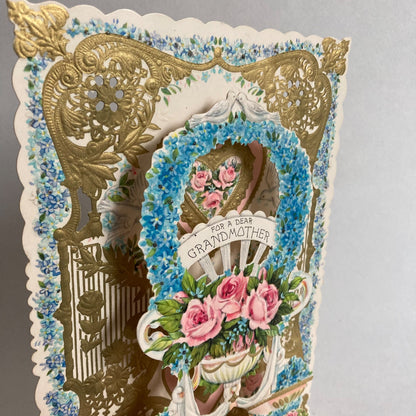 Vintage 3D Valentine Card "For A Dear Grandmother" Pop-Out Embossed Grandma 1963